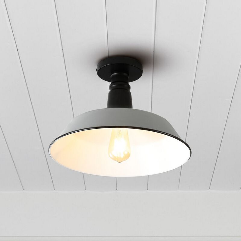 Camila Classic Industrial Indoor/Outdoor Iron LED Semi Flush Mount