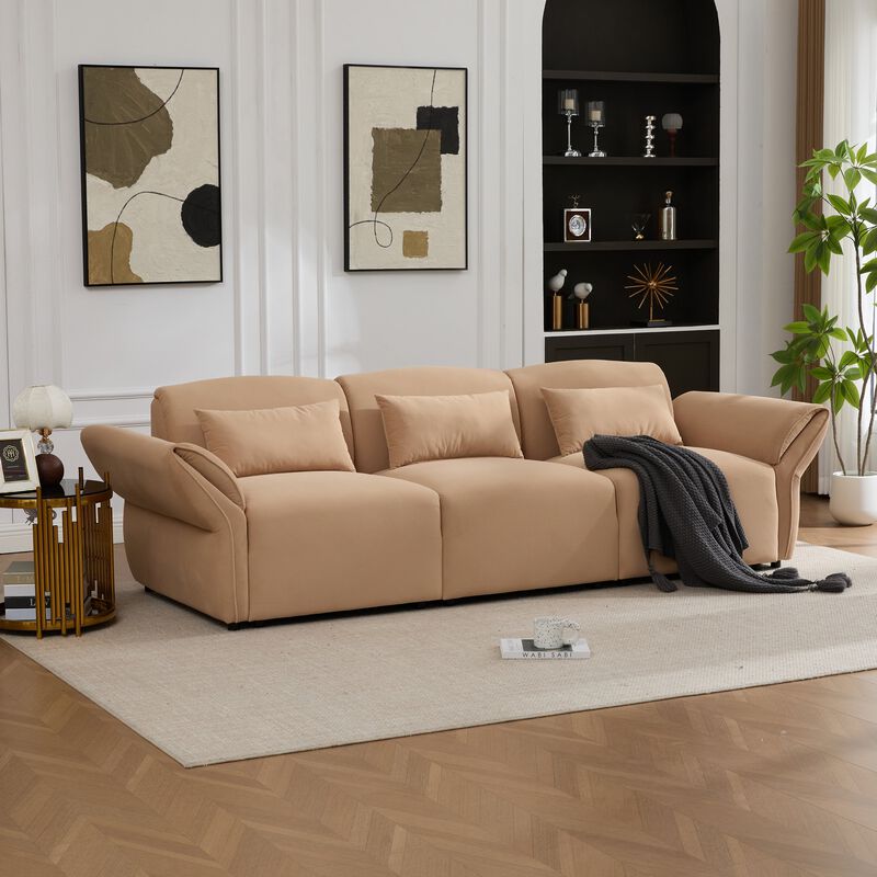 Envelor 107 in. Linen Upholstered Modular 3-Seat Sectional Sofa image number 3