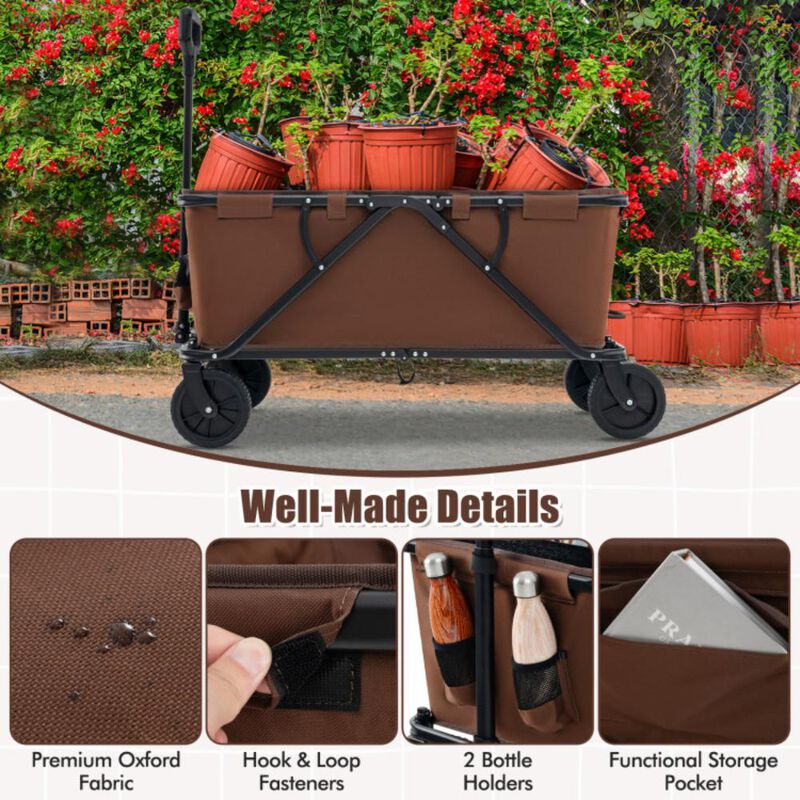 Hivvago Collapsible Folding Wagon Cart with Adjustable Handlebar