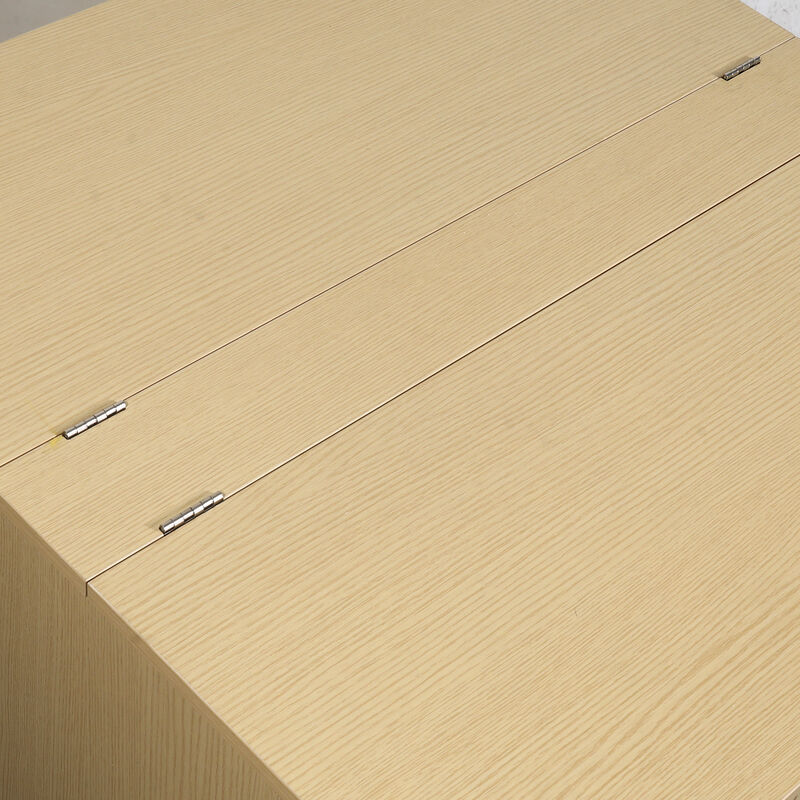 32" Modern Natural Wood Light Oak Fluted Square Coffee Table with Flip Top Hidden Storage image number 8
