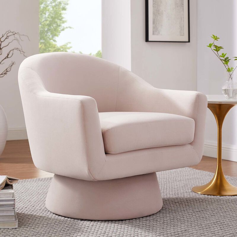 Astral Performance Velvet Fabric and Wood Swivel Chair image number 7