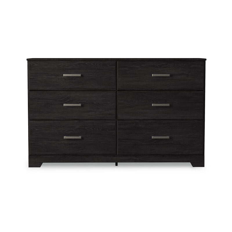 Cyme 60 In Wide Dresser, 6 Drawer, Modern Dark Charcoal Brown Laminate - Benzara