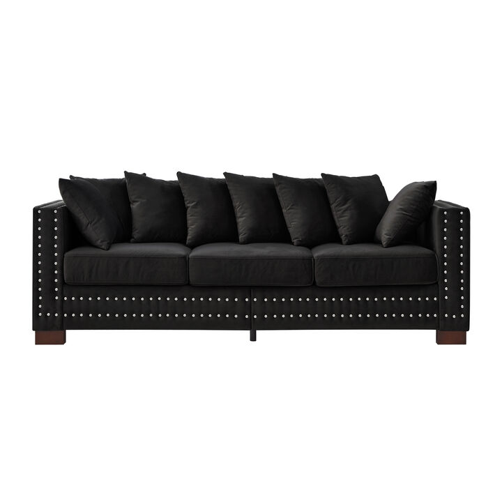 Dabjam Silver Nails Decoration Velvet Sofa