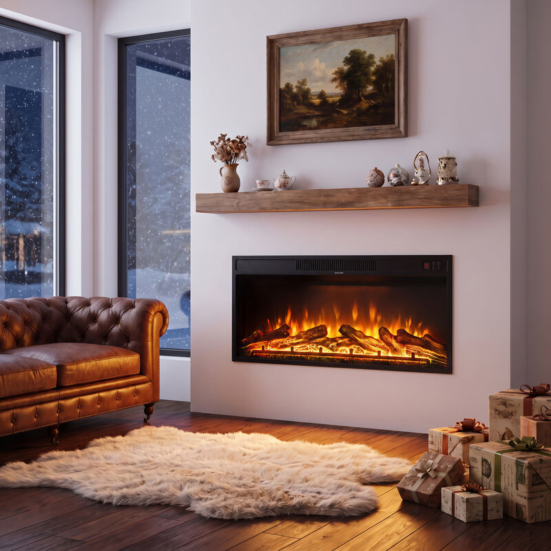 Mondawe 36-Inch Recessed Linear Electric Fireplace, ETL Certified, 750W/1500W Heat, Remote & Timer image number 3