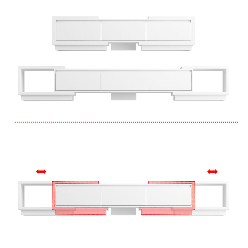 Extendable TV Stand Entertainment Center White Wood Media Console Fits 120 in. With Drawers 65.4-106.3 in. W