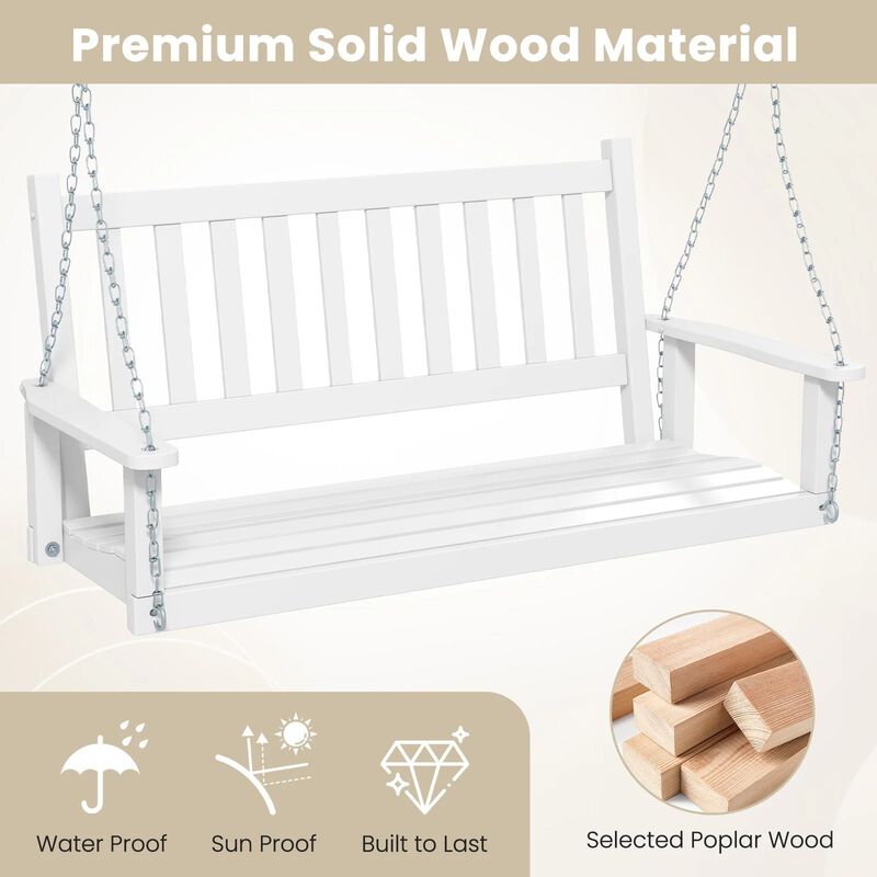 Mondawe 3-Person Wooden Outdoor Porch Swing with 800 lbs Weight Capacity