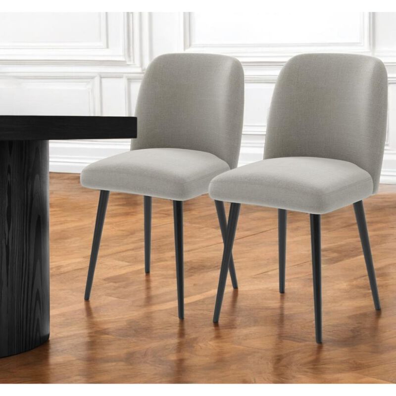 Hivvago Set of Two Gray And Black Upholstered Fabric Dining Side Chairs