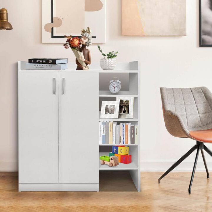 Hivvago Freestanding Shoe Cabinet with 3-Postition Adjustable Shelves-White