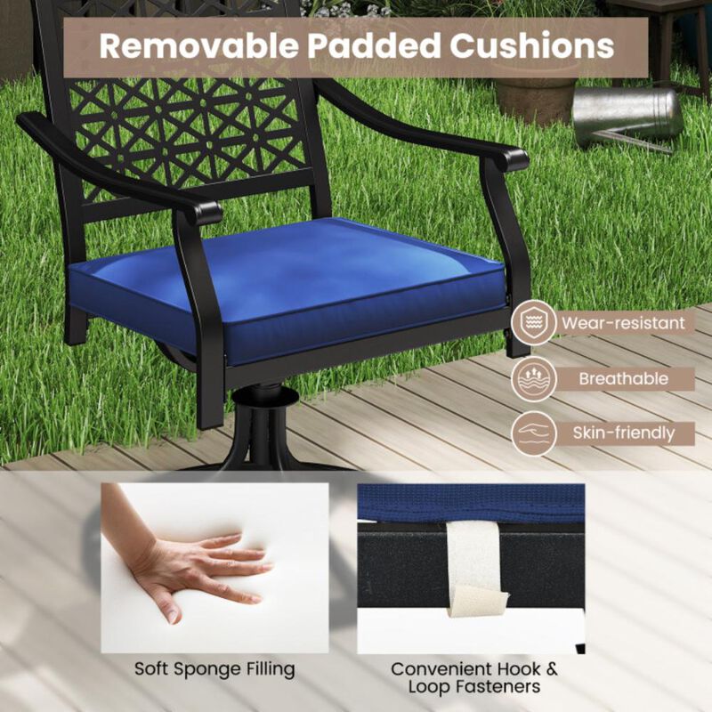 Hivvago 2 Pieces Patio 360&deg; Swivel Dining Chairs with Rocker and Cushioned Armrest