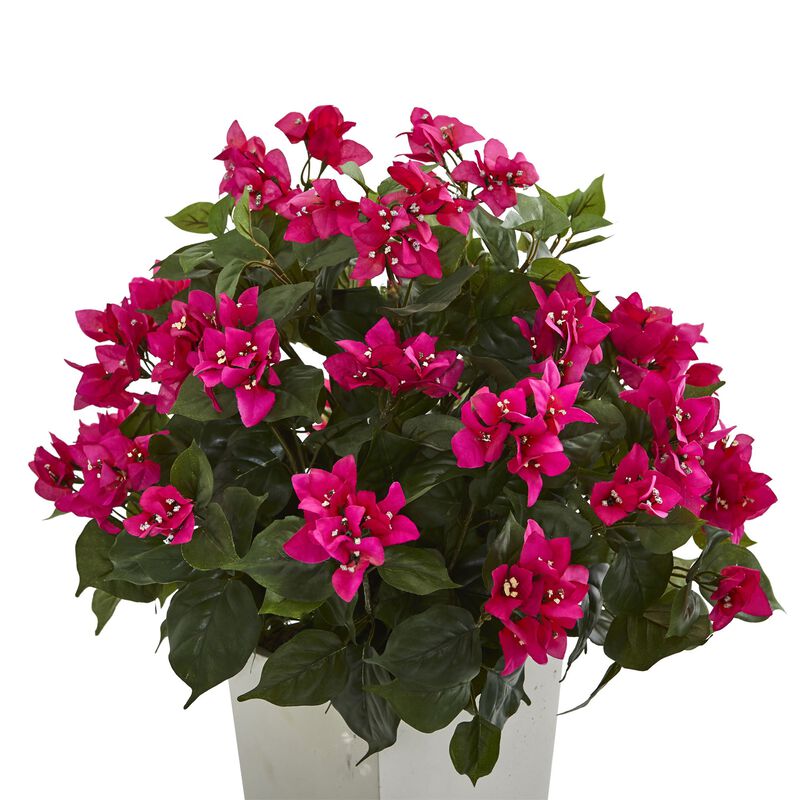 Hivvago Bougainvillea Artificial Plant in White Tower Planter