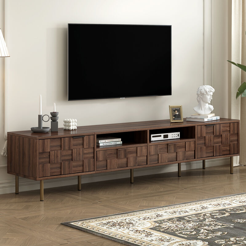 Merax Mid-Century TV Stand with Closed Cabinets image number 2