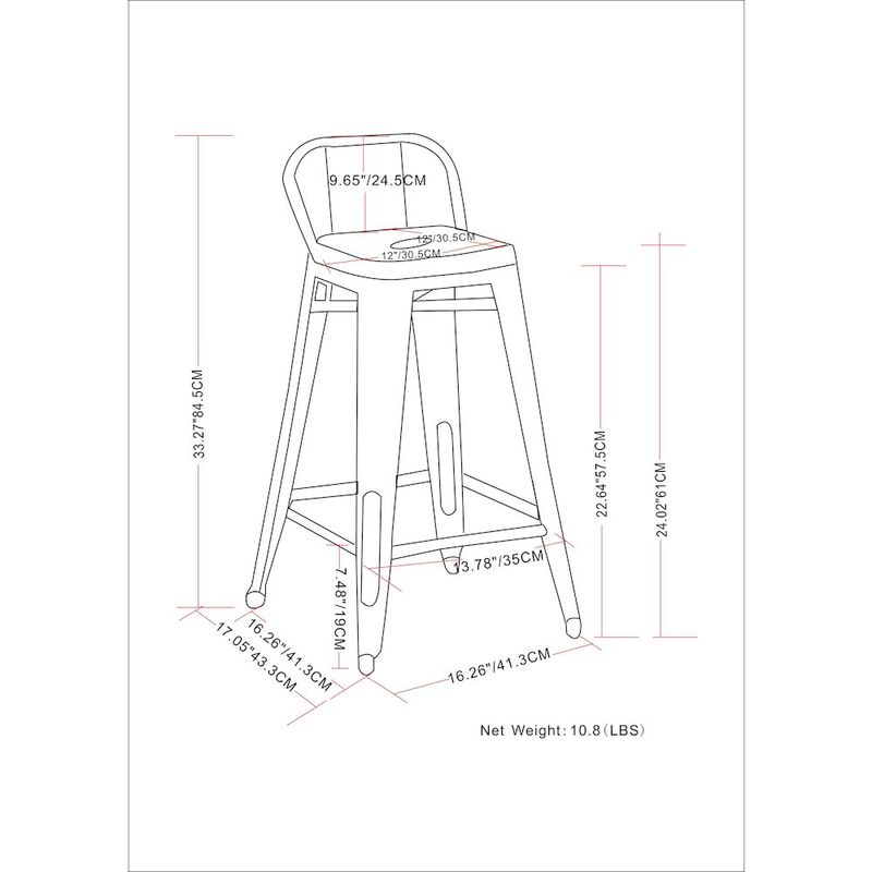 Simpli Home Rayne 24 Inch Metal Counter Height Stool (Set Of 4) In Teal Blue