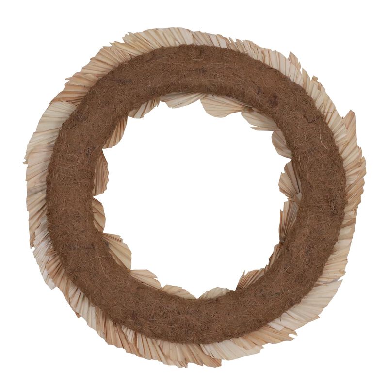 Vickerman Natural Botanicals 24" Bleached Palm Spear Wreath. This wreath measures 24 inches in diameter. It features bleached palm spear leaves on a coco fiber base. This is a dried and preserved natural product. image number 2