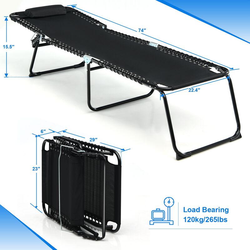 Folding Heightening Design Beach Lounge Chair with Pillow for Patio