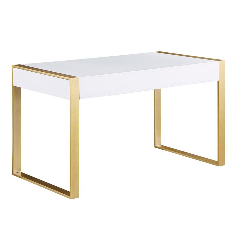 Best Master Furniture Erato White with Gold Legs Computer Desk