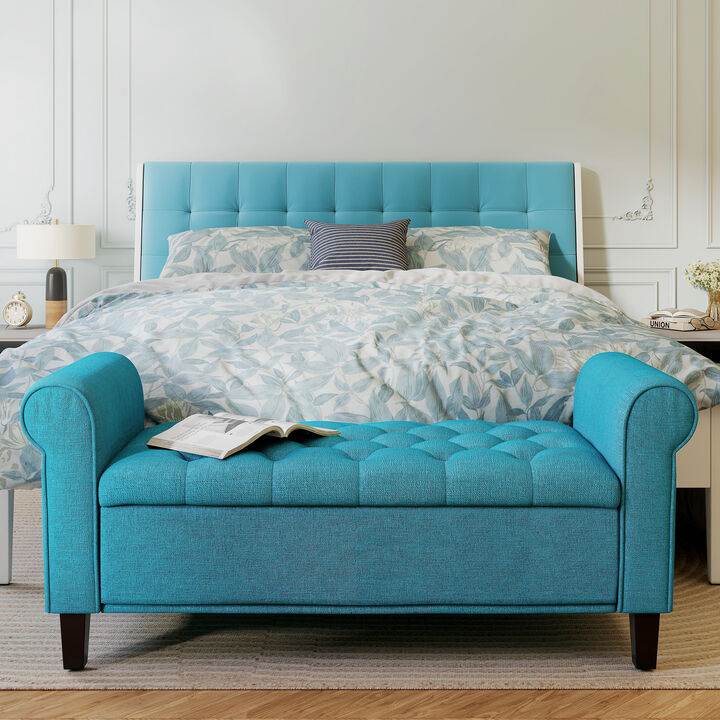 Hivvago End of Bed Storage Ottoman with Rolled Arms