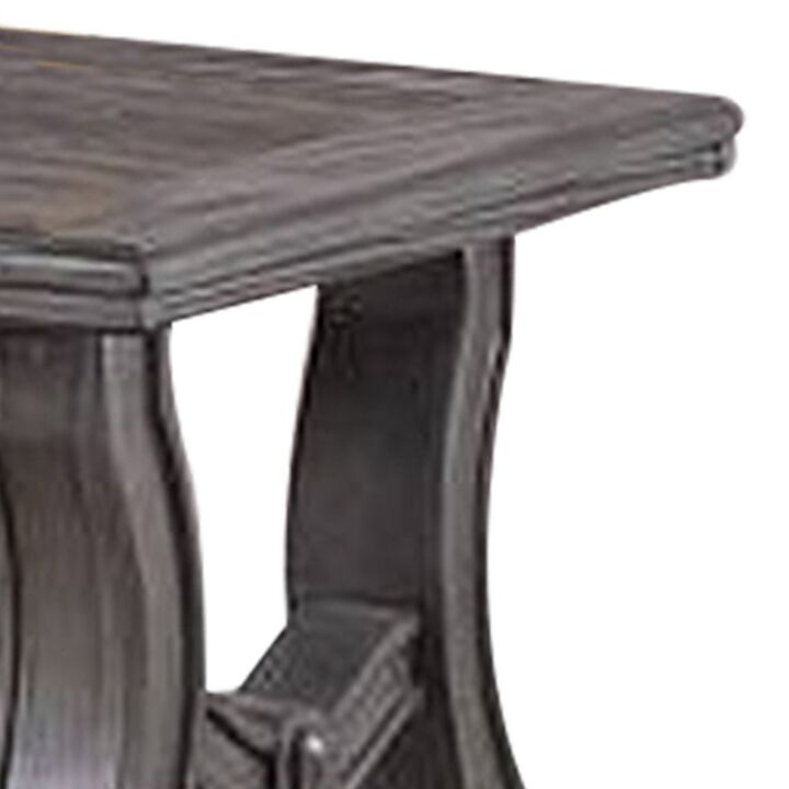 Jax 26 Inch Contemporary End Table, Flared Legs, Beveled, Platinum Gray - Benzara