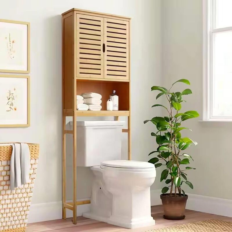 Hivvago Over the Toilet Bathroom Storage Cabinet Shelving Unit in White Wood Finish