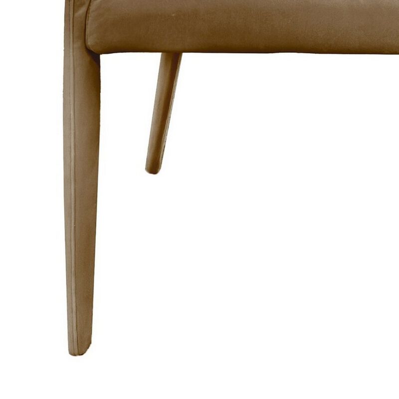 Lon 23 Inch Dining Chair, Cushioned Seat, Curved Open Back, Beige Polyester - Benzara image number 3