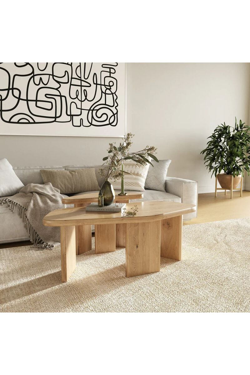 Natural Wood Coffee Table Set (2) | OROA Modern Jack image number 9