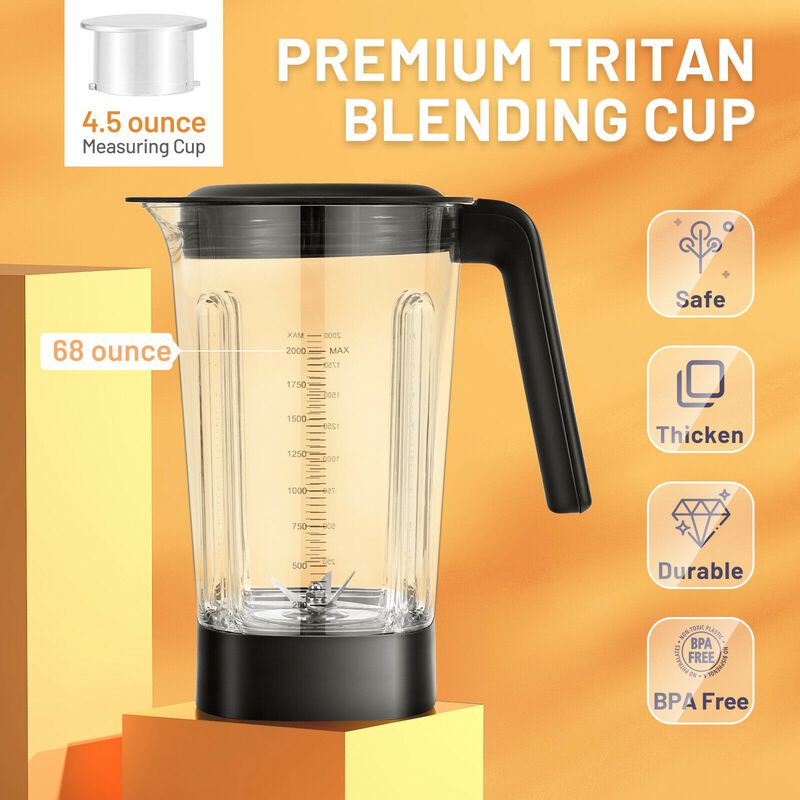 1500W 5-Speed Countertop Smoothie Blender with 5 Presets and 68oz Tritan Jar-Silver