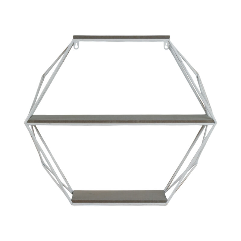 Metal/Wood Hexagon Wall Shelf image number 5