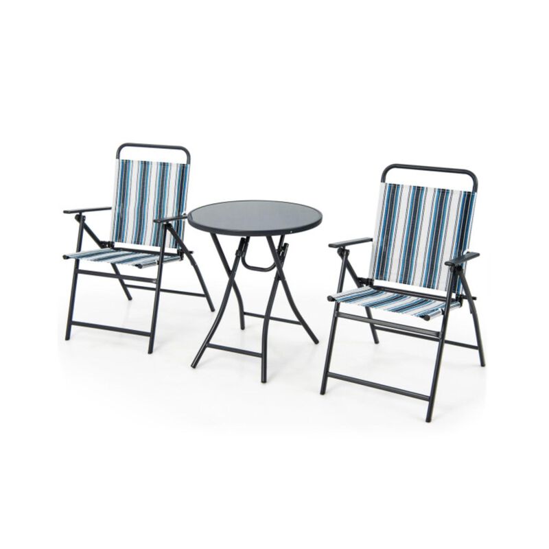 Hivvago 3 Pieces Outdoor Folding Chair Set Portable Folding Chair Set