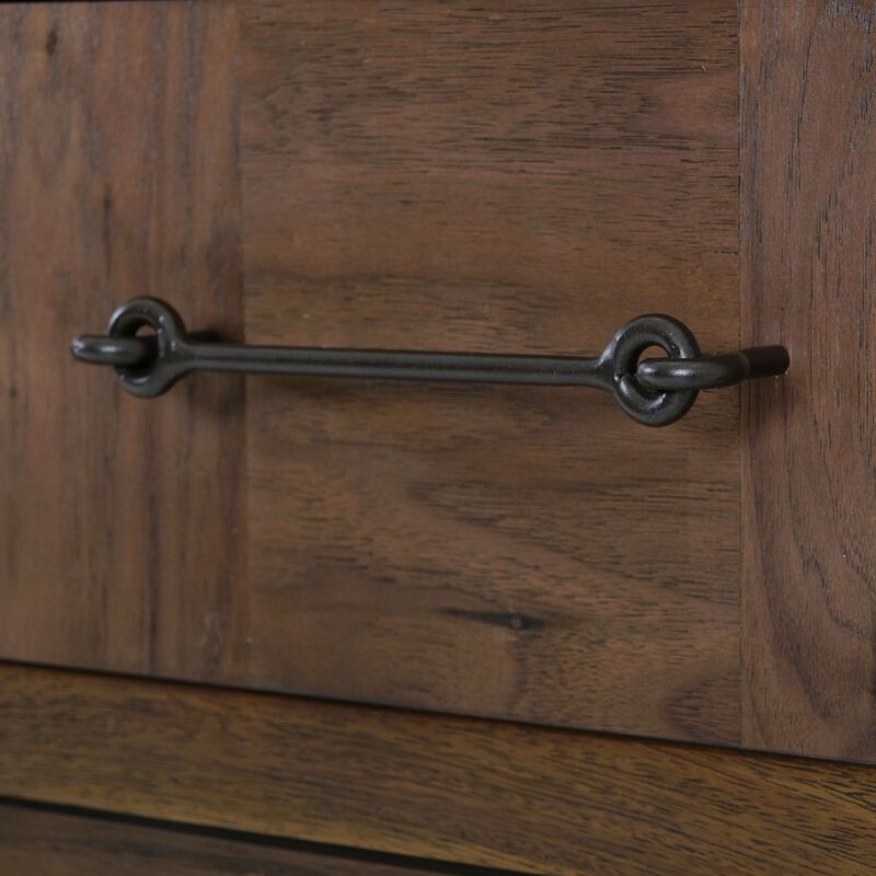 Ally Tall Dresser Chest, 4 Drawers, Classic Walnut Brown Parota Wood - Benzara