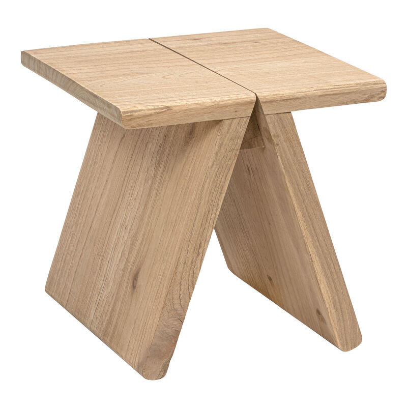 Jack Rustic Scandinavian Handcrafted Solid Mindi Wood Sculptural Base Accent Stool image number 0