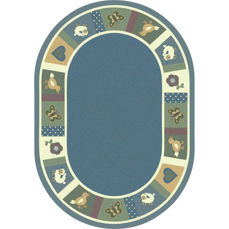 Joy Carpets Kid Essentials Baby Blues 10'9 x 13'2 Oval Area Rug in Color Bold