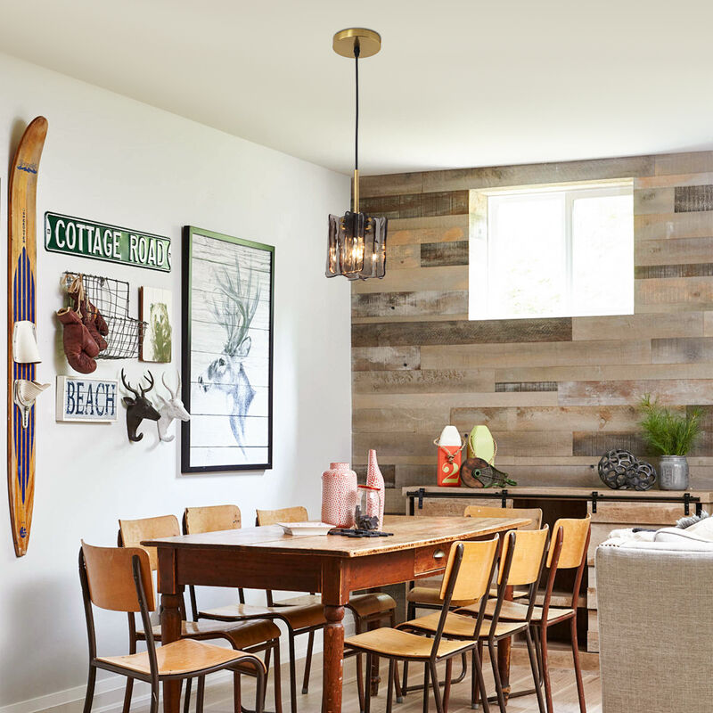 5 in. 1-Light Plated Brass Glass Chandelier