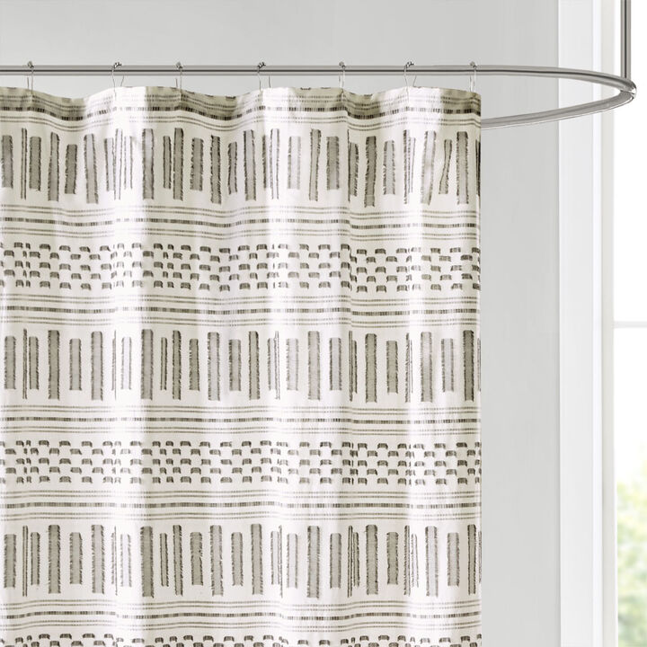 Gracie Mills Donny Geometric Cotton Jacquard Shower Curtain