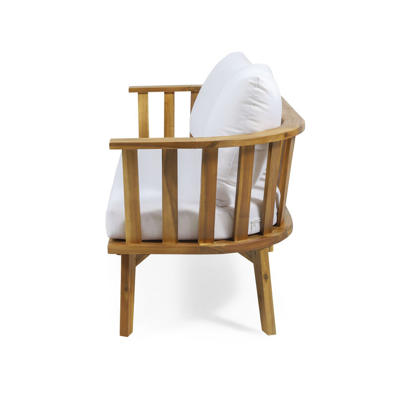 Acacia Wood Outdoor Club Chair - 400lb Capacity Patio Furniture with Waterproof Cushion, Deep Seat Garden Chair for Porch, Balcony & Backyard