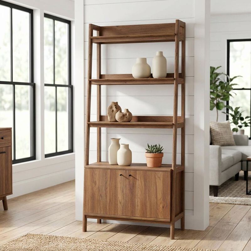 Wooden Bookshelf in Natural Finish with Open Storage Design image number 3