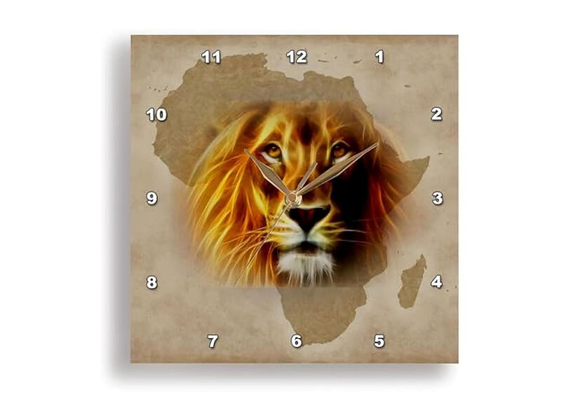 King Jungle Lion Africa Map Wall Clock 15 Inch Home Decor image number 1