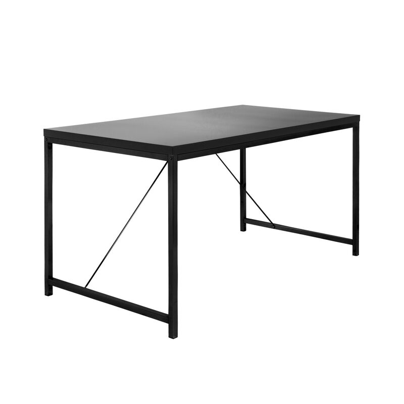 HomeRoots 47" Black Wood and Stainless Steel Writing Desk image number 3