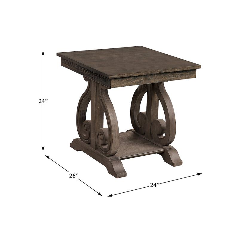 Lexicon Toulon Pine End Table in Wire-Brushed Power Glaze Oak