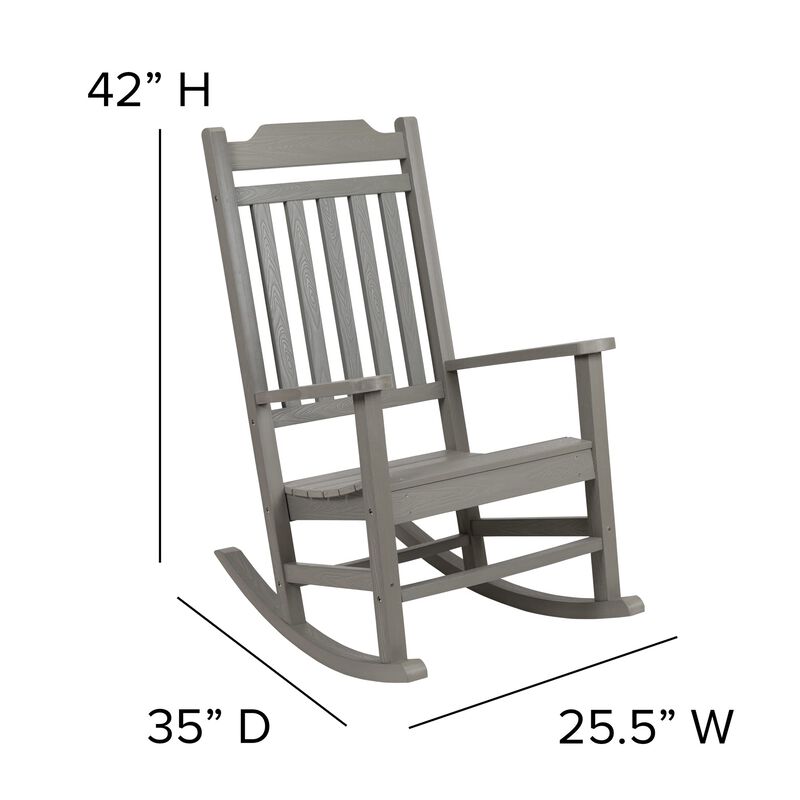 Flash Furniture Winston All-Weather Poly Resin Rocking Chair in Gray