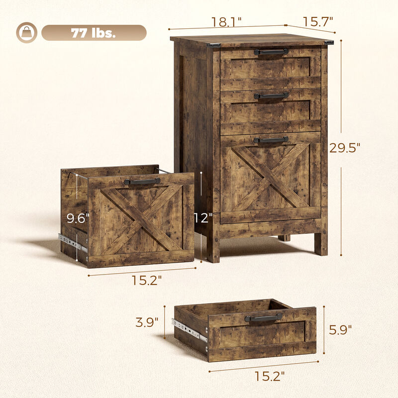 Hivvago Vertical File Cabinet with 3 Drawers for Office Storage image number 2