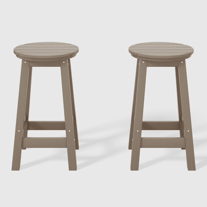 WestinTrends 24" HDPE Outdoor Patio Round Counter Height Bar Stool Set of 2