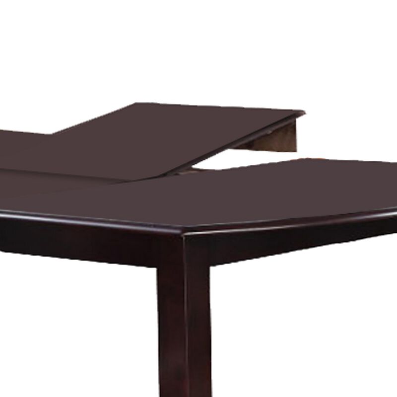 Rectangular Wooden Dining Table with Butterfly Leaf and Tapered Legs, Brown-Benzara