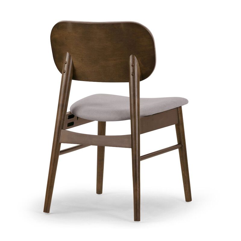 Glamour Home Set of 2 Babette Gray Fabric Dining Chair with Walnut Wood Legs