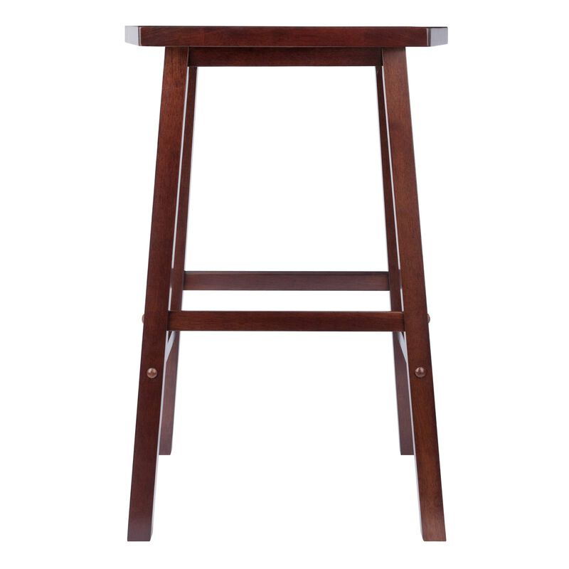 Ergode Wood Katashi Stool - Comfortable and Stylish Fan-Shaped Design, Solid Wood Construction, Walnut Finish, Crossbar for Stability, Easy Assembly. Available in Bar and Counter Height. 19.69" W x 15.75" D x 28.62" H, 11.6 lbs, 220 lbs Weight Limit.