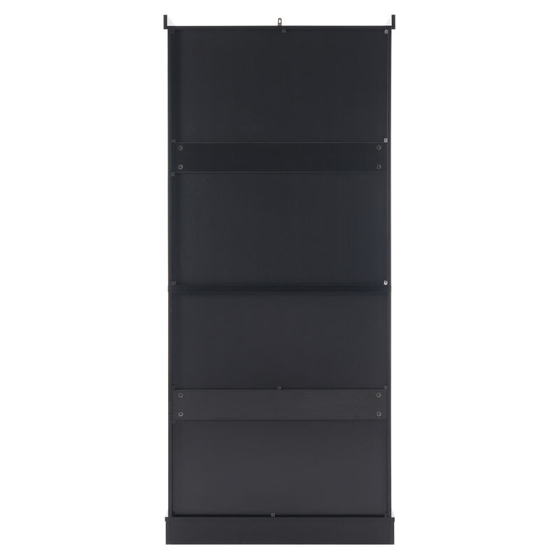 Whisen 70.1" Modern High Freestanding Tall Bathroom Cabinet with 2 Adjustable Shelves, 3 Drawers, Soft Close Glass Doors