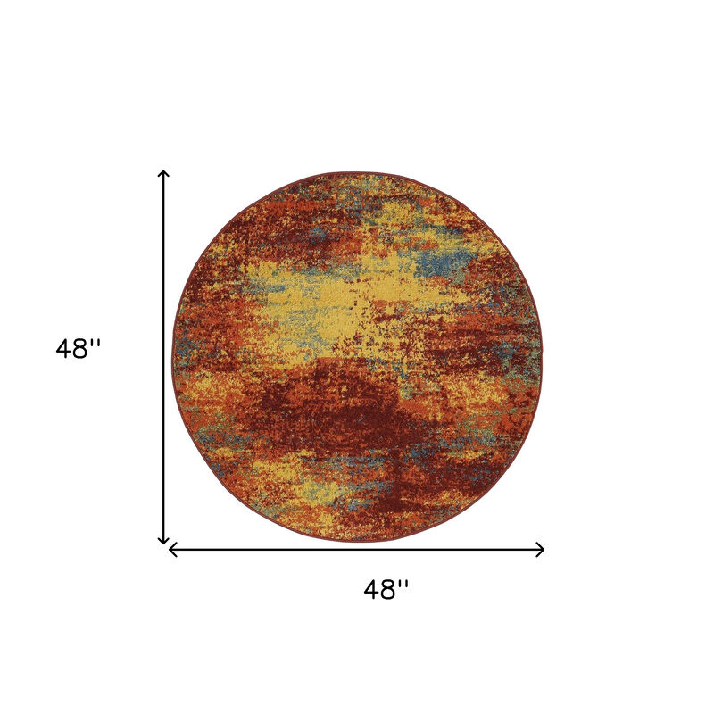 HomeRoots Round Abstract Indoor Outdoor Area Rug image number 6
