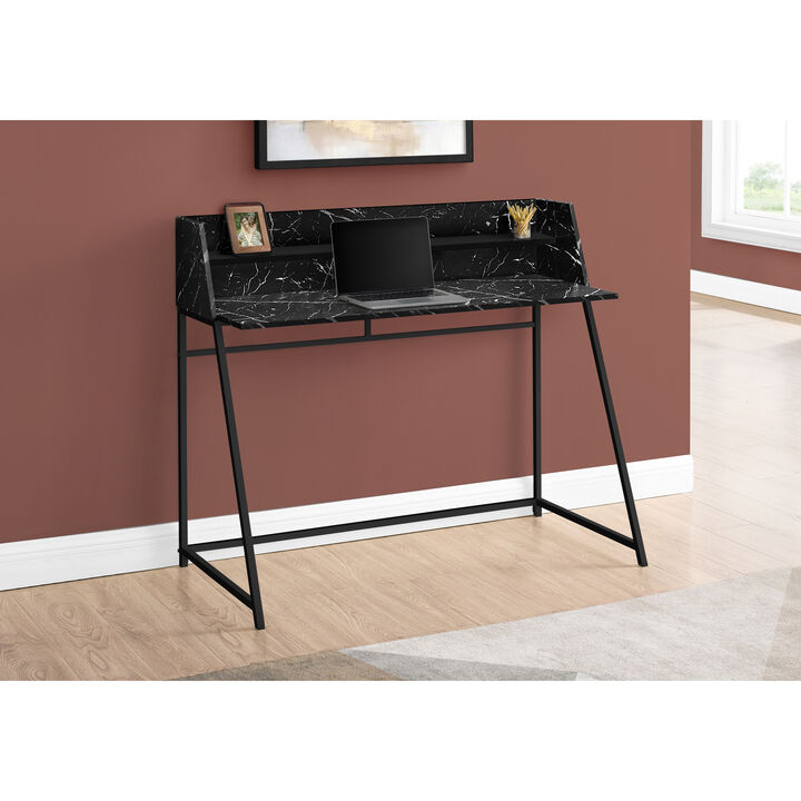 Monarch Specialties I 7544 Computer Desk, Home Office, Laptop, Storage Shelves, 48"L, Work, Metal, Laminate, Black Marble Look, Contemporary, Modern