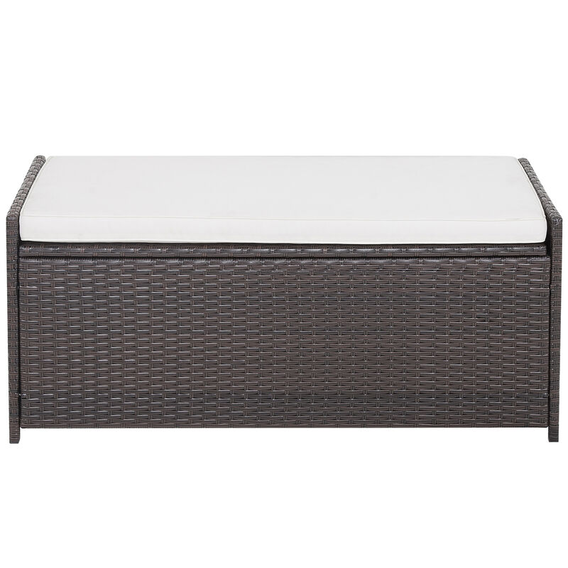 34 Gallon Patio Storage Bench with Seat Cushion and Zippered Liner