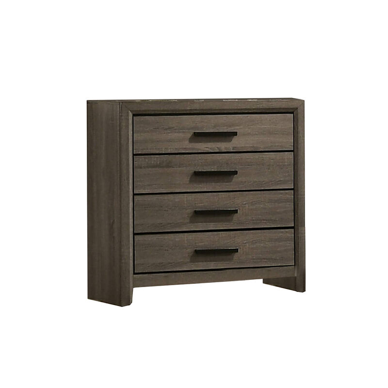 Chest with Black Rectangular Pulls, Gray - Benzara