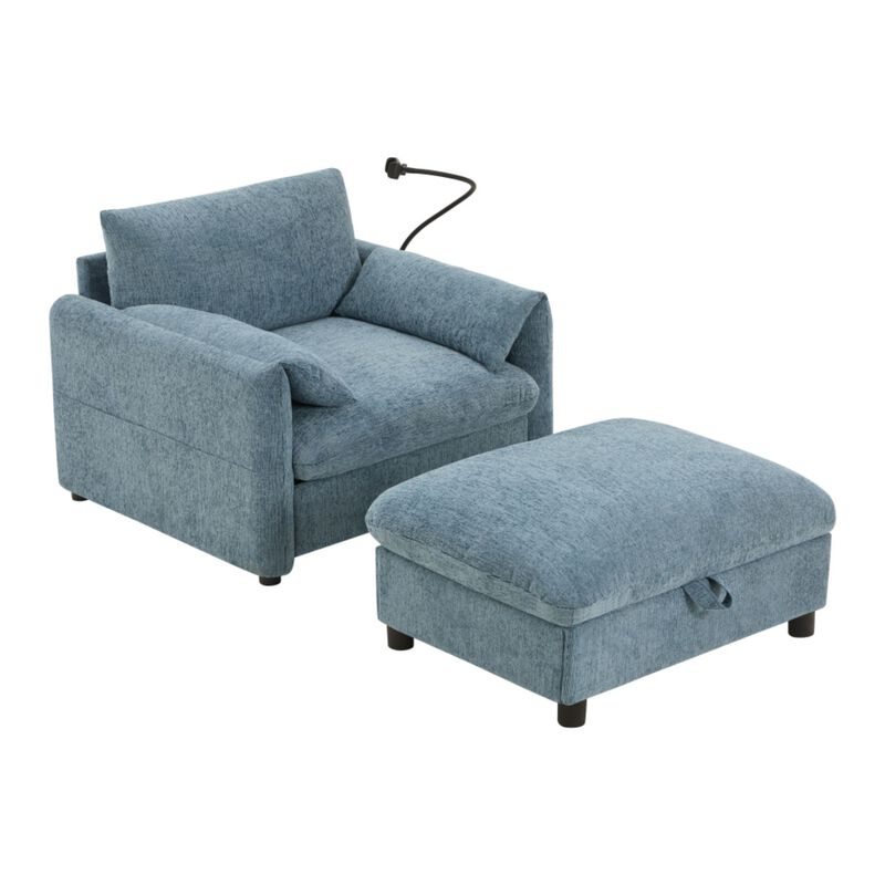 Kiple Modern Chenille Accent Chair & Ottoman Set image number 8