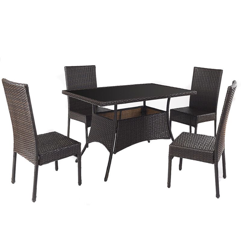 All-Weather 5-Piece Patio Dining Set &ndash; PE Rattan Wicker Table and Chairs